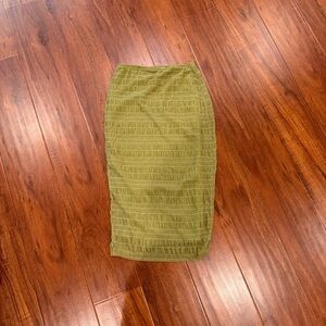 Olive Green Textured Women's Skirt